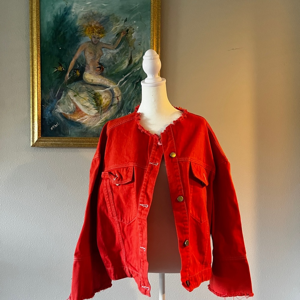 Topshop Bold Red Jean Jacket